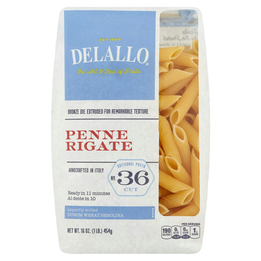 Delallo Penne Rigate #36 16 Oz Pack of 8