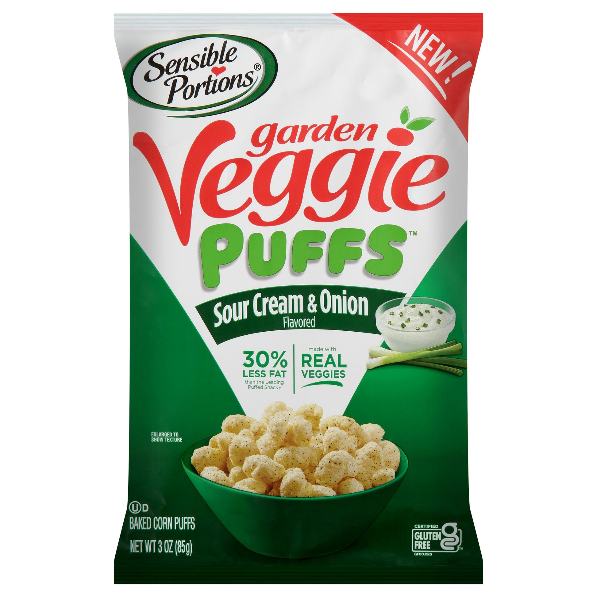 Sensible Portions Puffs Veggie Sour Cream 3 oz (Pack of 6)