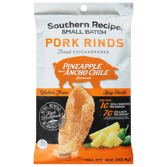 Southern Recipe Small Batch Pork Rinds Pineapple Ancho Chile 4 Oz Pack of 6