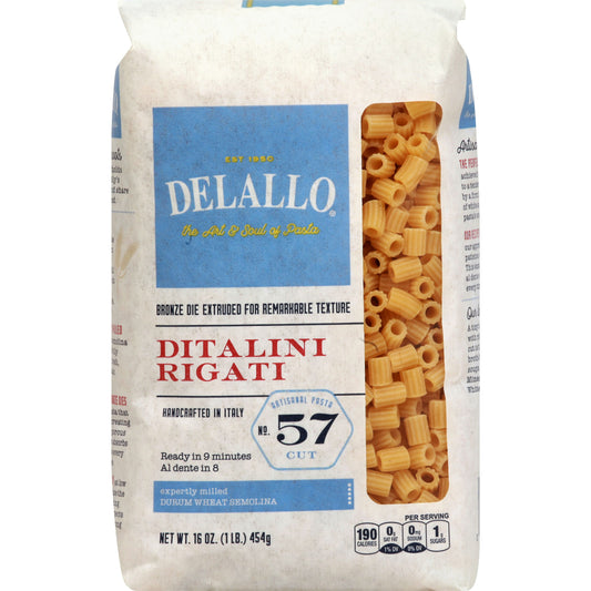 Delallo Ditalini Rigati #57 16 Oz Pack of 12