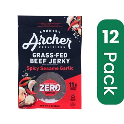Country Archer - Beef Jerky Spicy Sesame Garlic Zero 2 oz (Pack of 12)