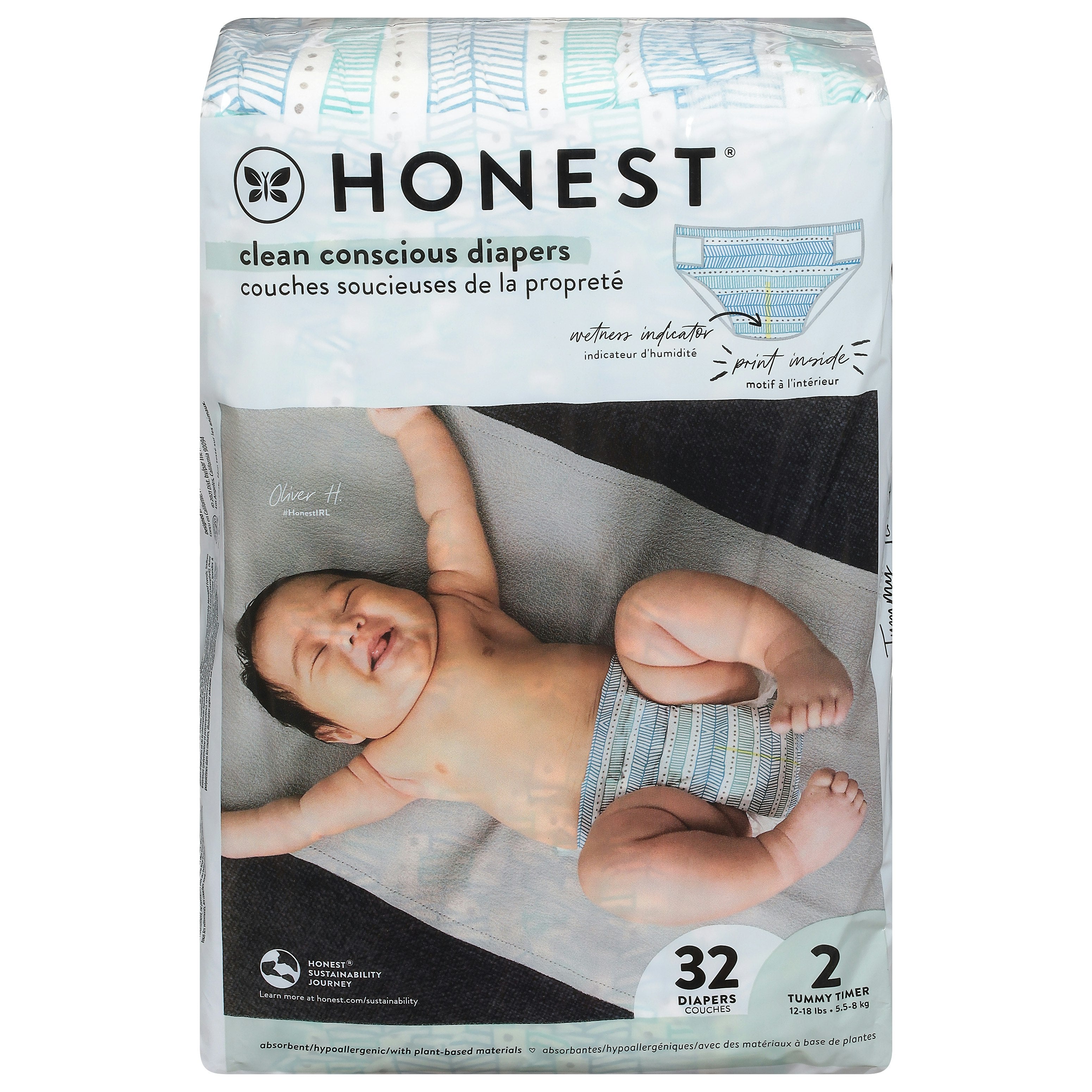 The Honest Company Diapers Size2 Dots Dashs 32 Pack