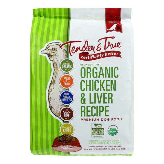 Tender And True Kibble Chicken Liver Dog Organic 11 Lb