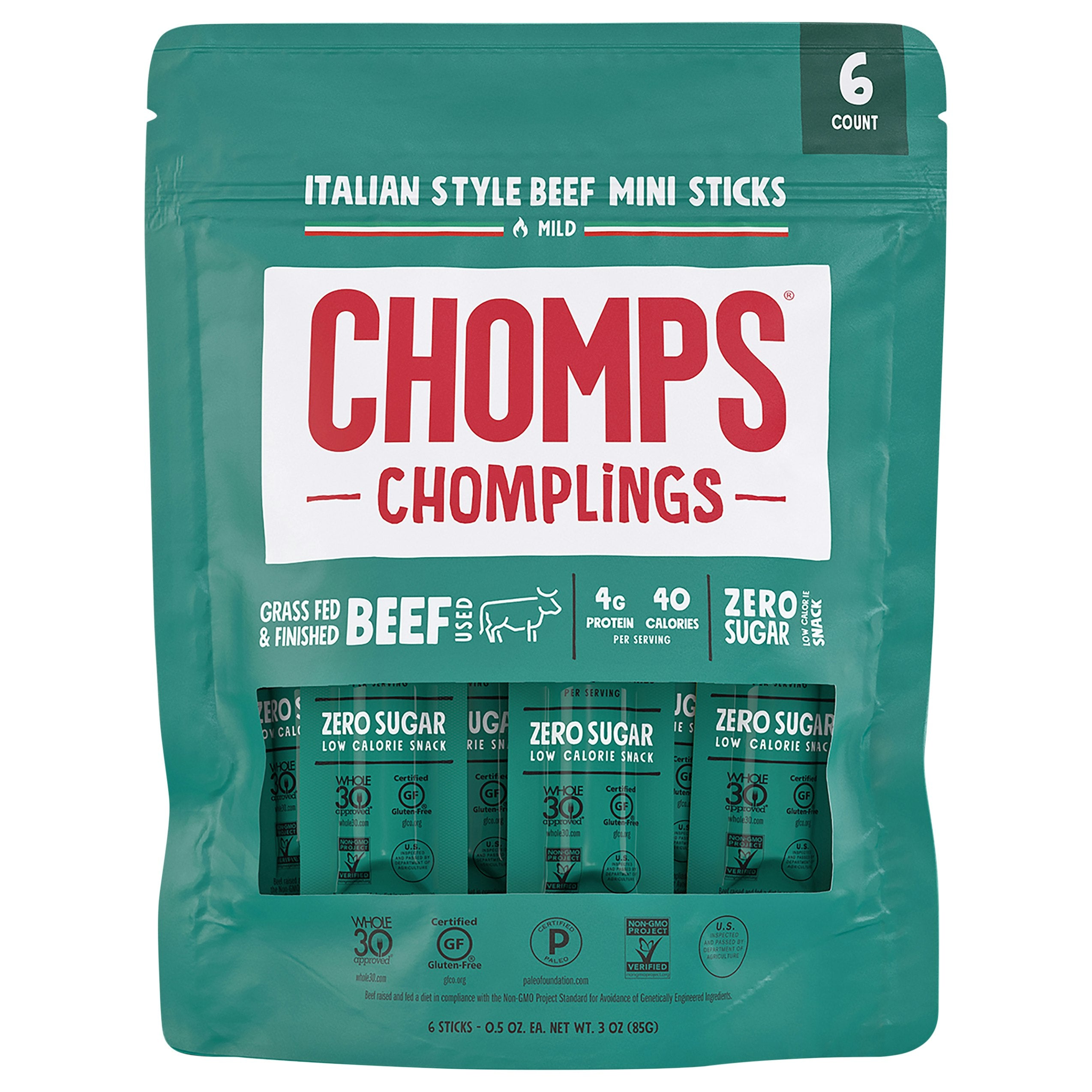 Chomps Jerky Beef Italian 6Count