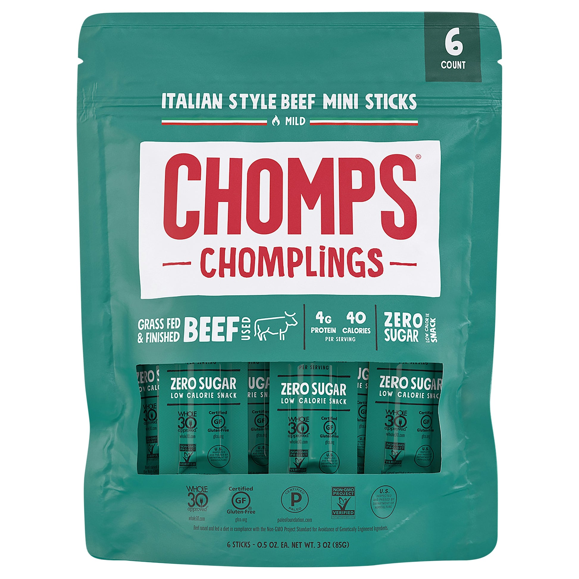 Chomps Jerky Beef Italian 6Count 3 Oz Pack of 10