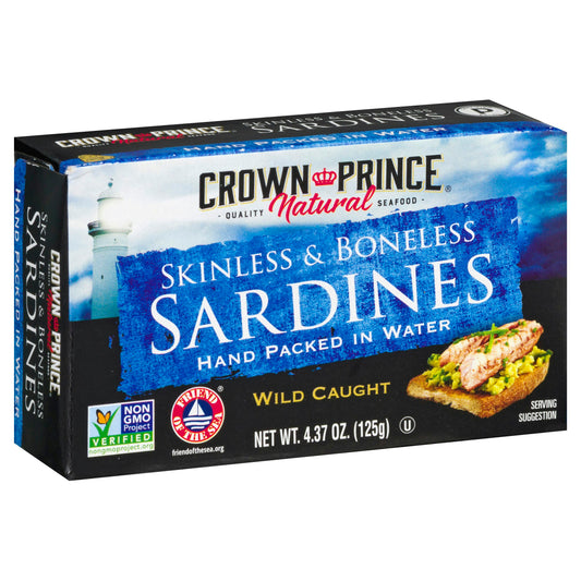 Crown Prince Sardine Boneless Skinless Water 4.37 Oz Pack of 12
