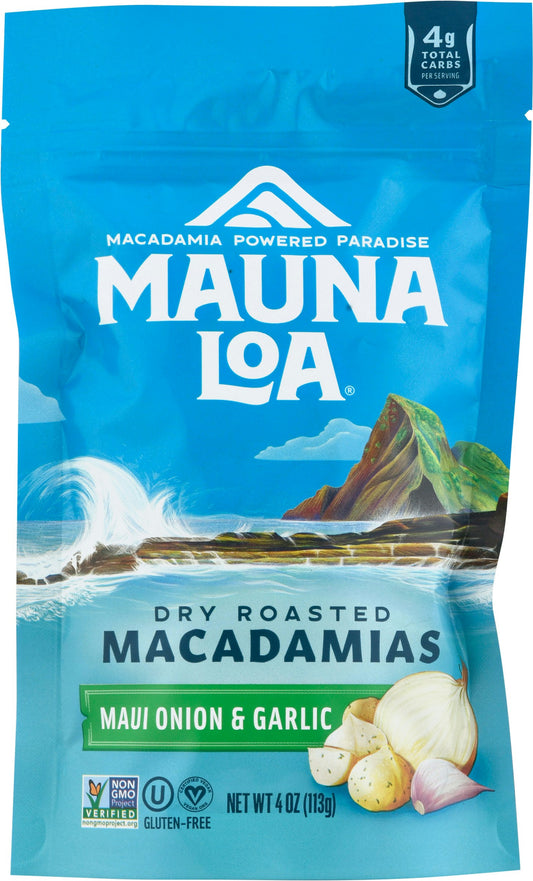 Mauna Loa Maui Onion & Garlic Macadamias - 4 OZ (Pack of 6)