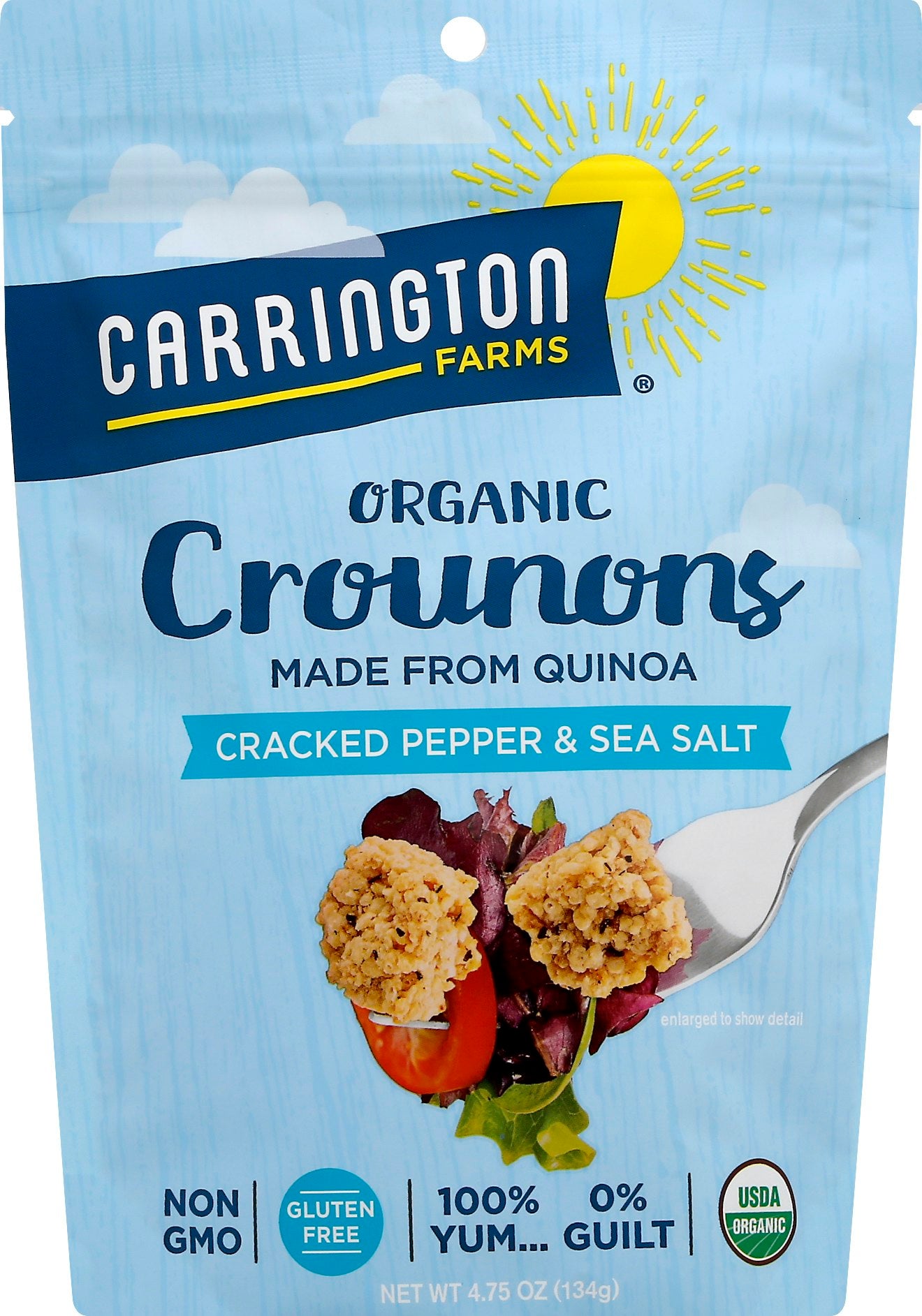 Carrington Farms Crounons Cracked Pepper Sea Salt 4.75 Oz Pack of 6