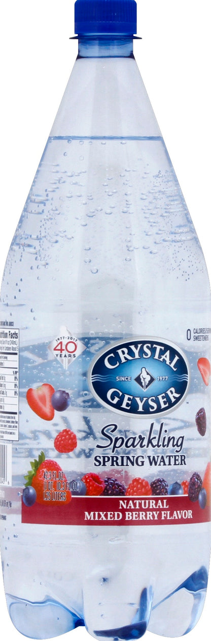 Crystal Geyser Spring Water Sparkling Mixed Berry - 1.25 Liter (Pack of 12)