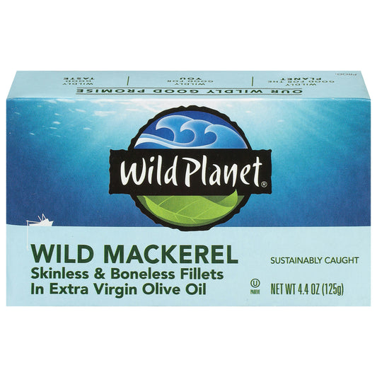 Wild Planet Wild Mackerel Fillets In Extra Virgin Olive Oil - Case of 12 - 4.4 oz.