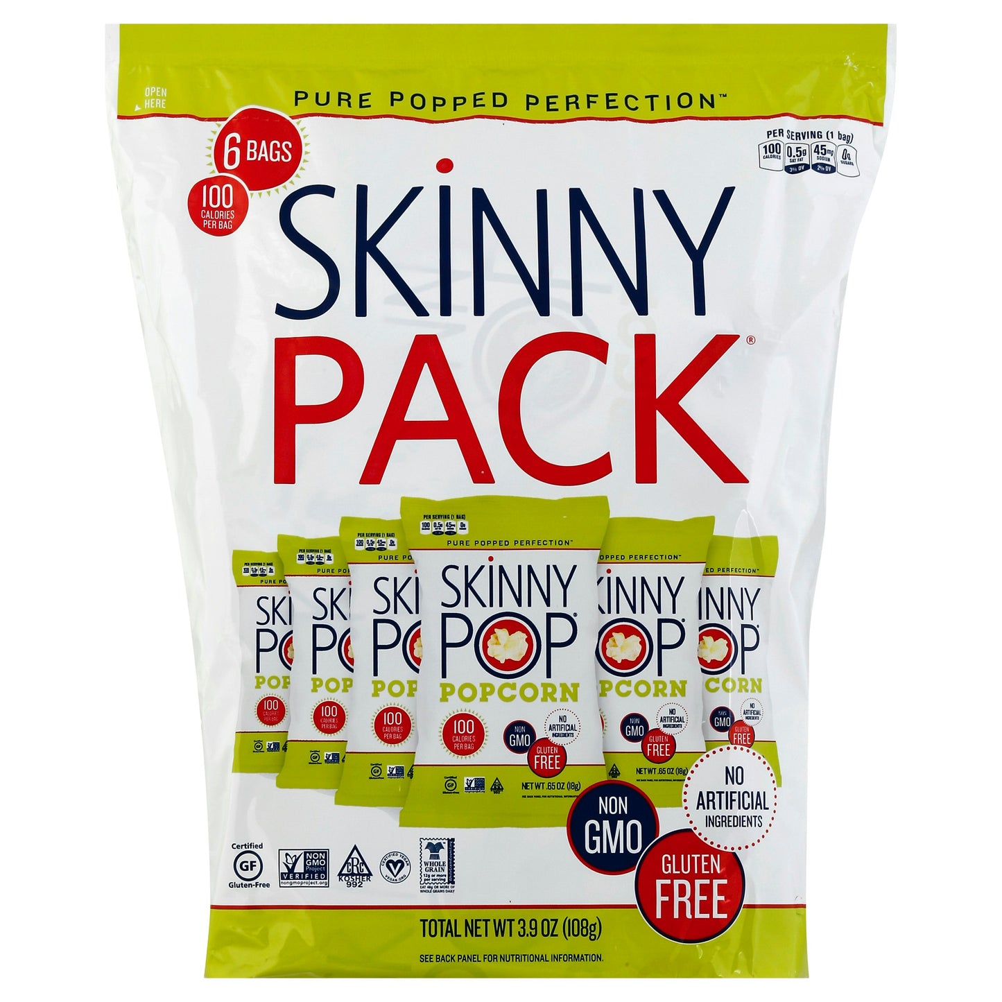 Skinny Pop -100 Cal Bag 3.9 oz (Pack of 10)