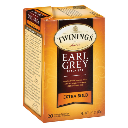 Twinings of London Black Tea Earl Grey Extra Bold 20 Bg Pack of 6