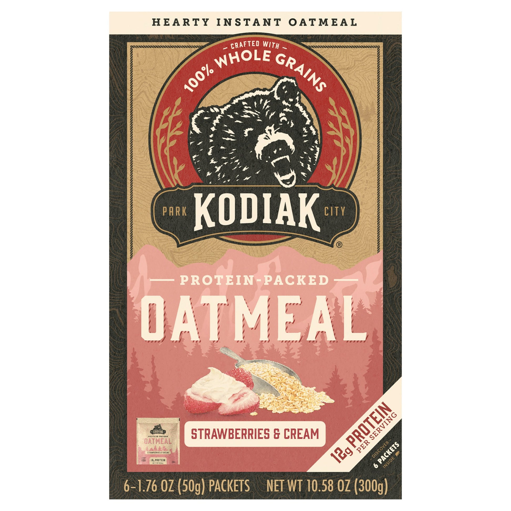 Kodiak Cakes Strawberries Cream Oatmeal - 10.58 OZ (Pack of 6)