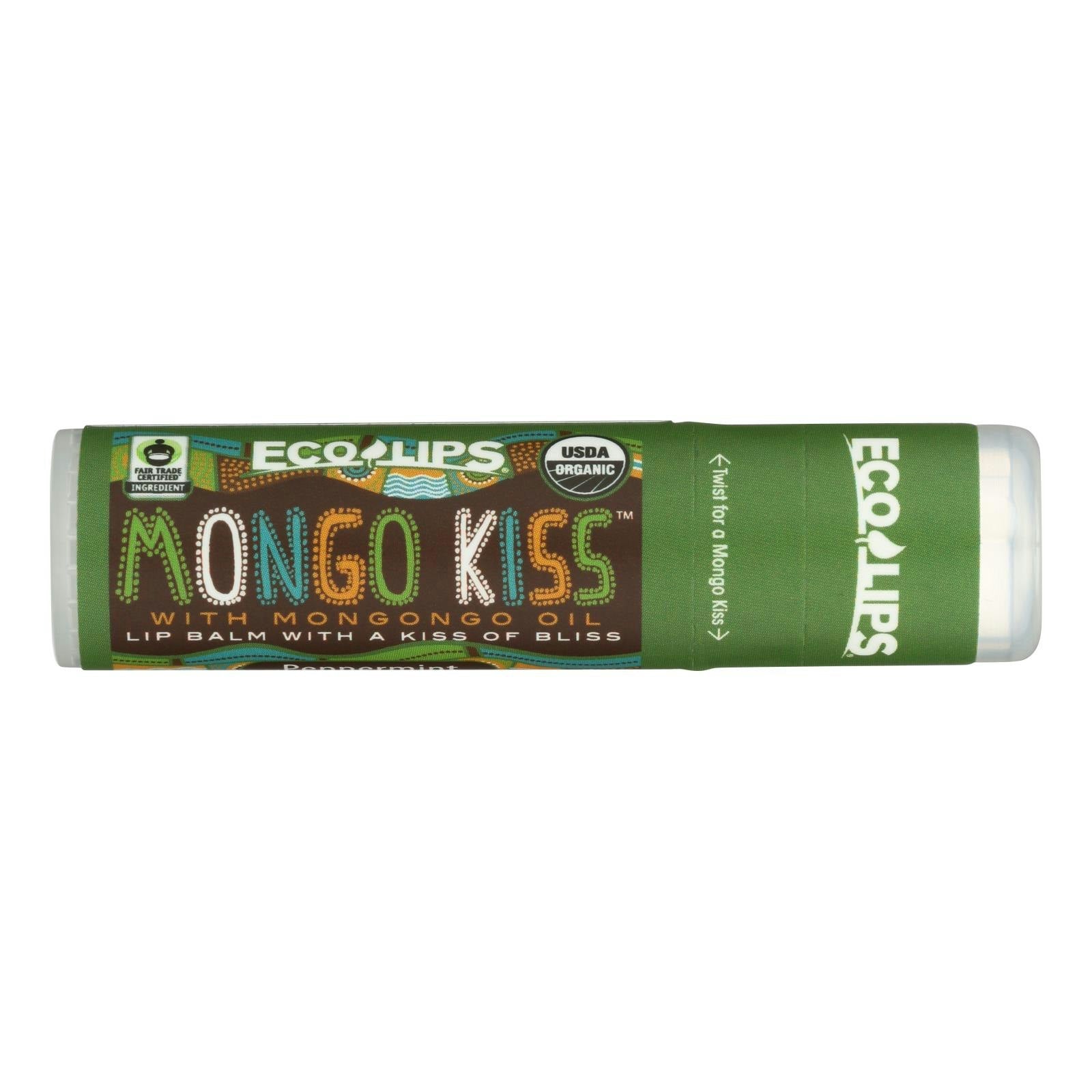 Mongo Kiss Display Center - Lip Balm - Organic - Eco Lips - Peppermint - .25 oz (Pack of 15)