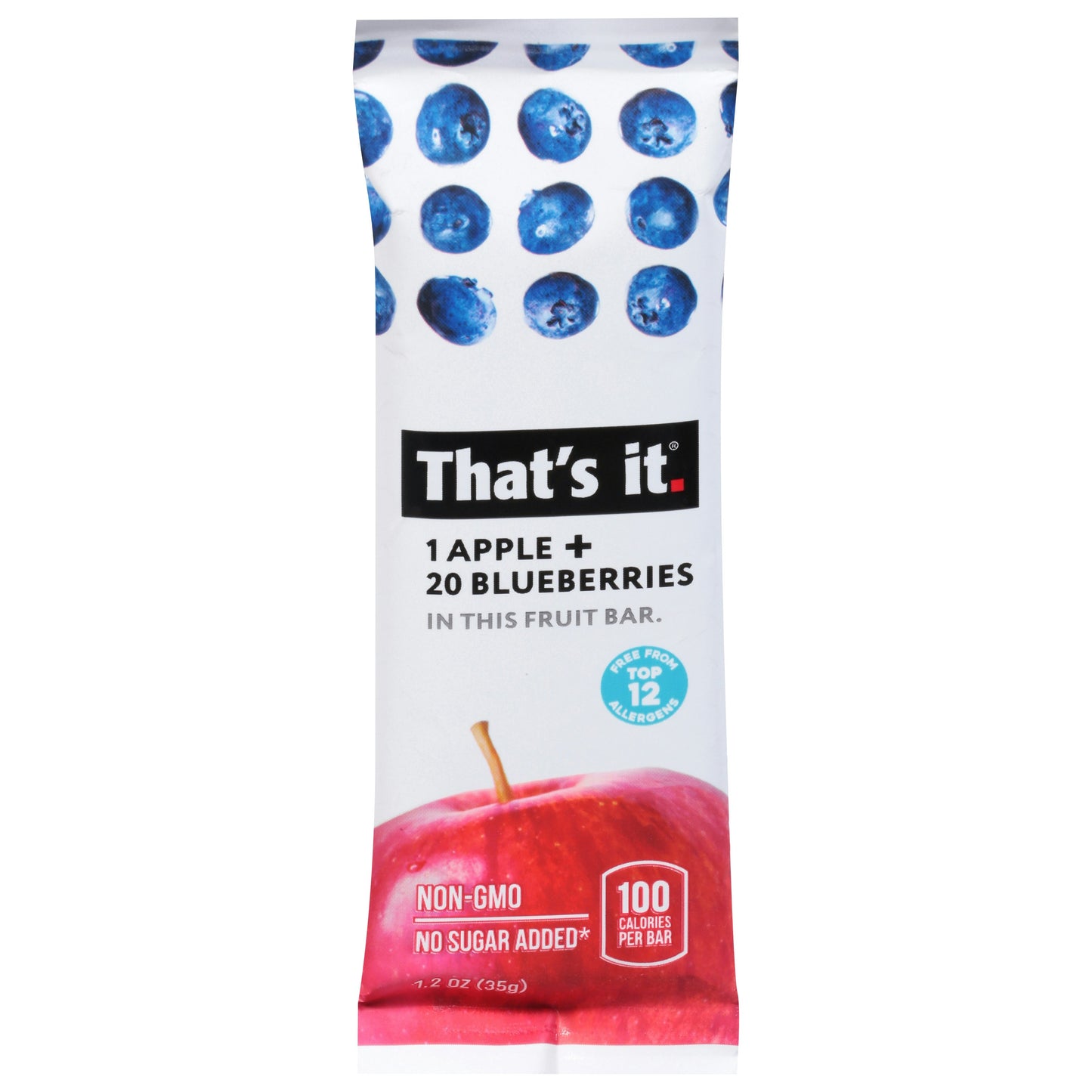 Thats It Bar Fruit Apple Blueberry 1.2 oz (Pack of 12)