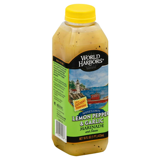 World Harbor Lemon Pepper and Garlic Seafood and Poultry Sauce and Marinade - Case of 6 - 16 Fl oz.
