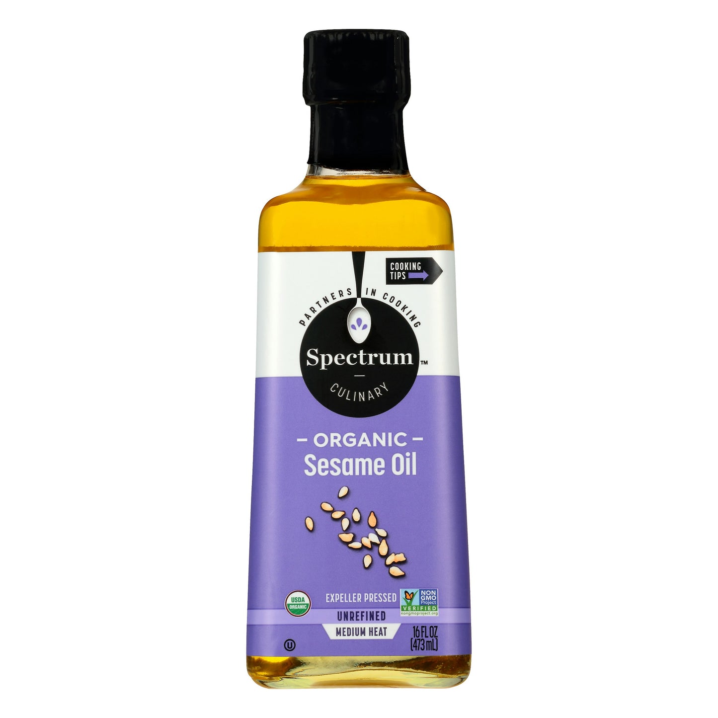 Spectrum Naturals Oil Sesame Unrefined Organic 16 FO (Pack of 6)