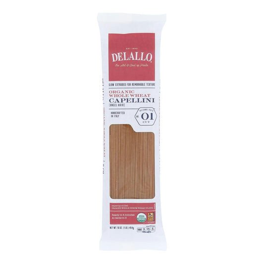 Delallo - Organic Whole Wheat Capellini Pasta 1 lb (Pack of 16)
