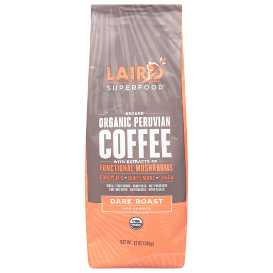 Laird Superfood Coffee Dark Ground Mushroom 12 Oz Pack of 6