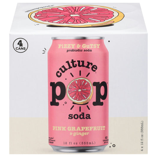 Culture Pop Soda Prebiotic Grapefruit Ginger 48 fl oz (Pack of 6)