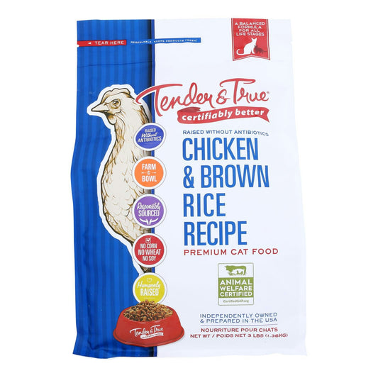 Tender & True Dry Cat Food Chicken And Brown Rice 3 lb (Pack of 6)