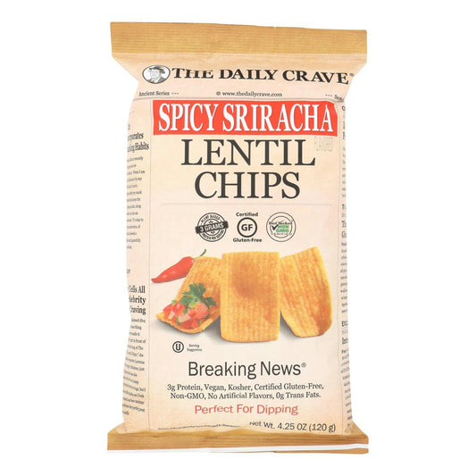 The Daily Crave Spicy Sriracha Lentil Chips 4.25 oz (Pack of 8)