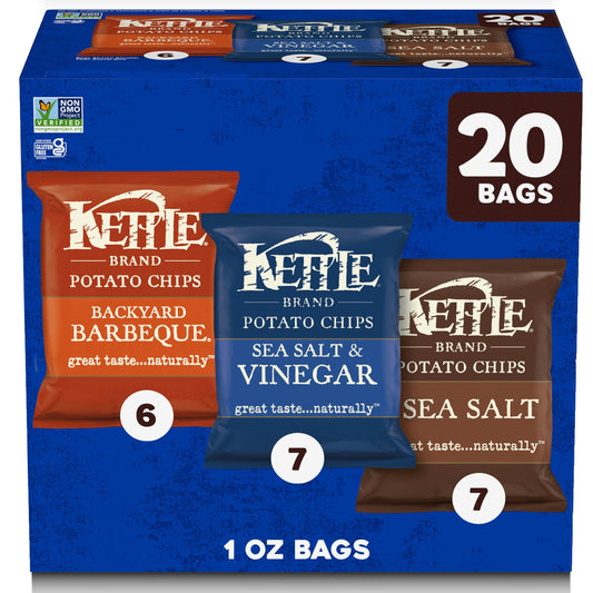 Kettle Foods Chip Salt Vinegar BBQ Multipack 20 Oz (Pack of 4)