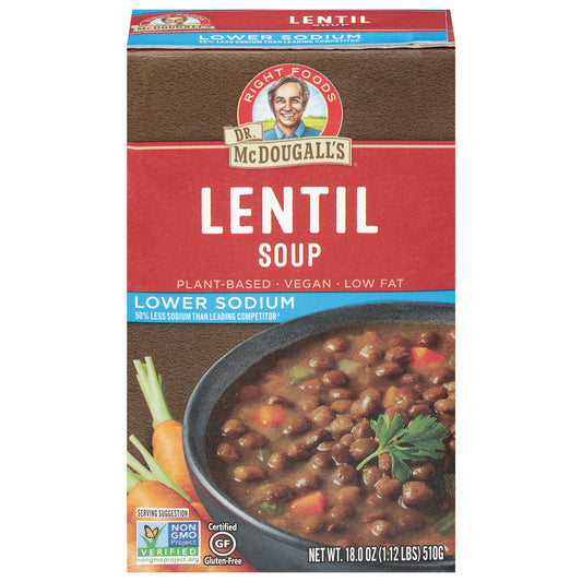 Dr Mcdougalls Soup ReadyToServe Light Sodium Lentil 18 Oz Pack of 6